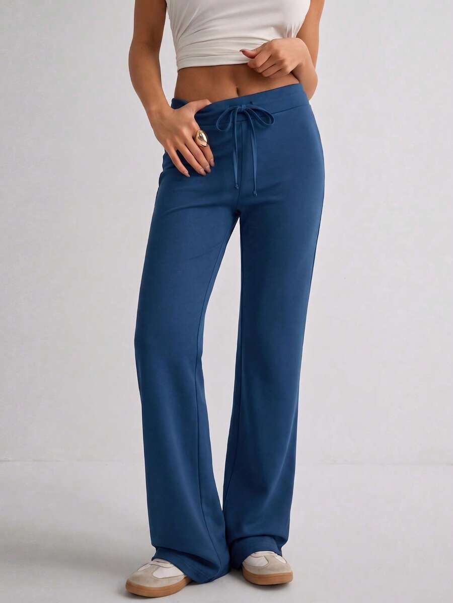 Women's Casual Commuting Minimalist Solid Color Elastic Waist Flare Pants