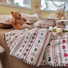 1pc Floral Lace Trim Summer Quilt/Comforter, Soft & Comfortable Pastoral Style Design, Suitable For Dorm, Bedroom, Apartment, Spring & Summer, Pillow Case Not Included - Brown - View 3