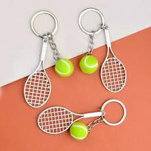 3 chiếc móc khóa vợt tennis kim loại nhiều màu, mặt treo vợt chân thực cho ô tô, móc khóa, phụ kiện treo túi, quà tặng sự kiện DIY - Nhiều màu - Xem 1