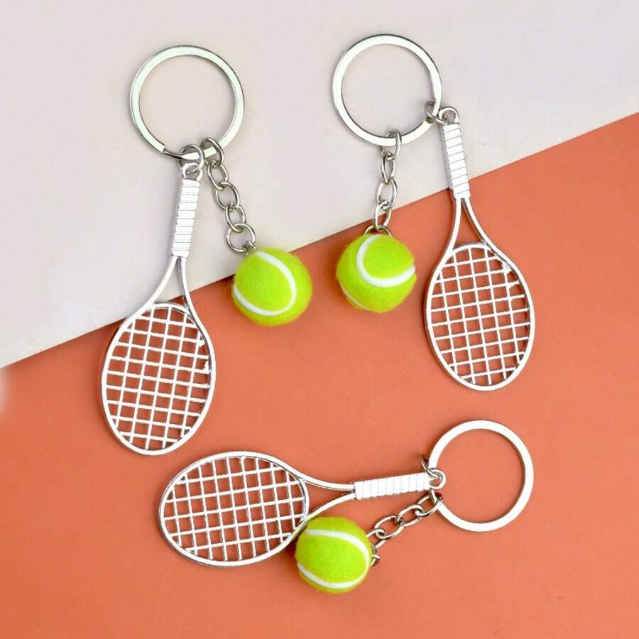 3 chiếc móc khóa vợt tennis kim loại nhiều màu, mặt treo vợt chân thực cho ô tô, móc khóa, phụ kiện treo túi, quà tặng sự kiện DIY - Nhiều màu - Xem 1