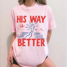 Nueva Colección 2026: Camiseta de Algodón Su Vía Mejor, Camiseta Cristiana, Colores Cómodos ®   Camiseta gráfica de verano, ropa con versículos bíblicos - Blanco - Ver 8