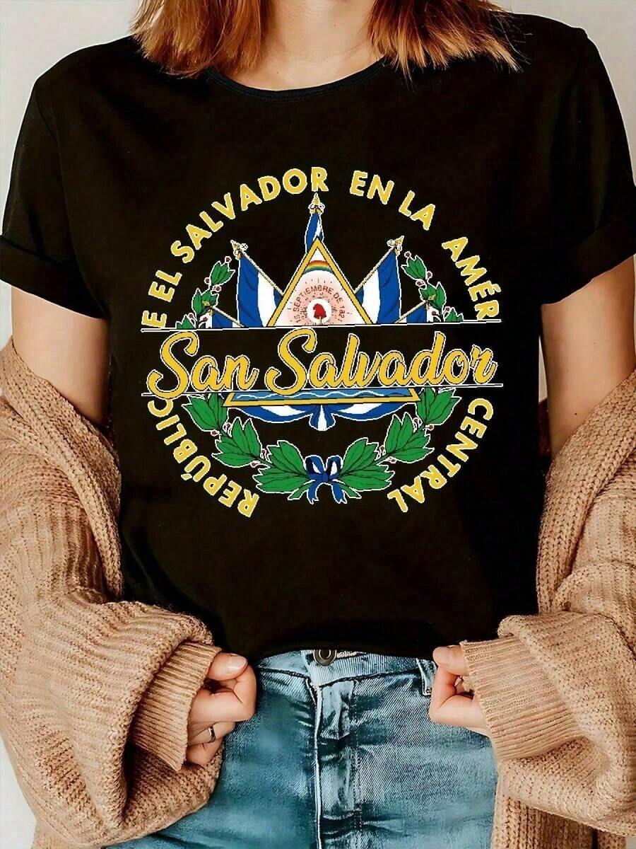Camiseta Casual para Mujer (con Estampado de Flores y Letras), Camiseta de Algodón de Manga Corta, Moda de Temporada, Camiseta Casual de Cuello Redondo, Camiseta con Estampado, Tela Cómoda, Camiseta con Estampado de Anime/Lema/Banda/Cantante, Moda Minimalista, Camiseta Resistente para Atuendos Casuales, Regalos de Cumpleaños, Ajuste de Elasticidad Media, Lavable a Máquina - Camiseta Versátil para Uso Diario y Ocasiones Especiales - Negro - Ver 1