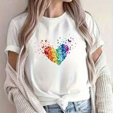 Love Wins Pride T-Shirt, LGBTQ T-Shirt With Rainbow Heart, Equality T-Shirt, Pride Month T-Shirt, Love Wins Graphic T-Shirt, LGBTQ Gift, Rainbow Pride T-Shirt, Breathable And Comfortable. - 白色 - 查看 7