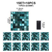 OUTANA 10 piezas Papel tapiz de mosaico 3D con degradado de color para decoración del hogar, tamaño 15 x 15 cm, autoadhesivo, impermeable, a prueba de humedad, fácil de limpiar, ladrillo grueso de cristal, autoadhesivo, impermeable, lavable, adhesivo de pared de PVC de alta gama, adecuado para cocina, sala de estar, lavandería, dormitorio, oficina y otras habitaciones - Varios estilos - Ver 12