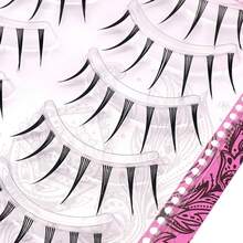 5 Pairs Japanese Manga False Eyelashes, Spiky Anime Lashes With Clear Thin Band, Natural Curl & Pointed Ends For Cute Doll Eye Effect, For Daily, Cosplay & Anime Makeup, Beginner-Friendly False Eyelashes Set - View 5