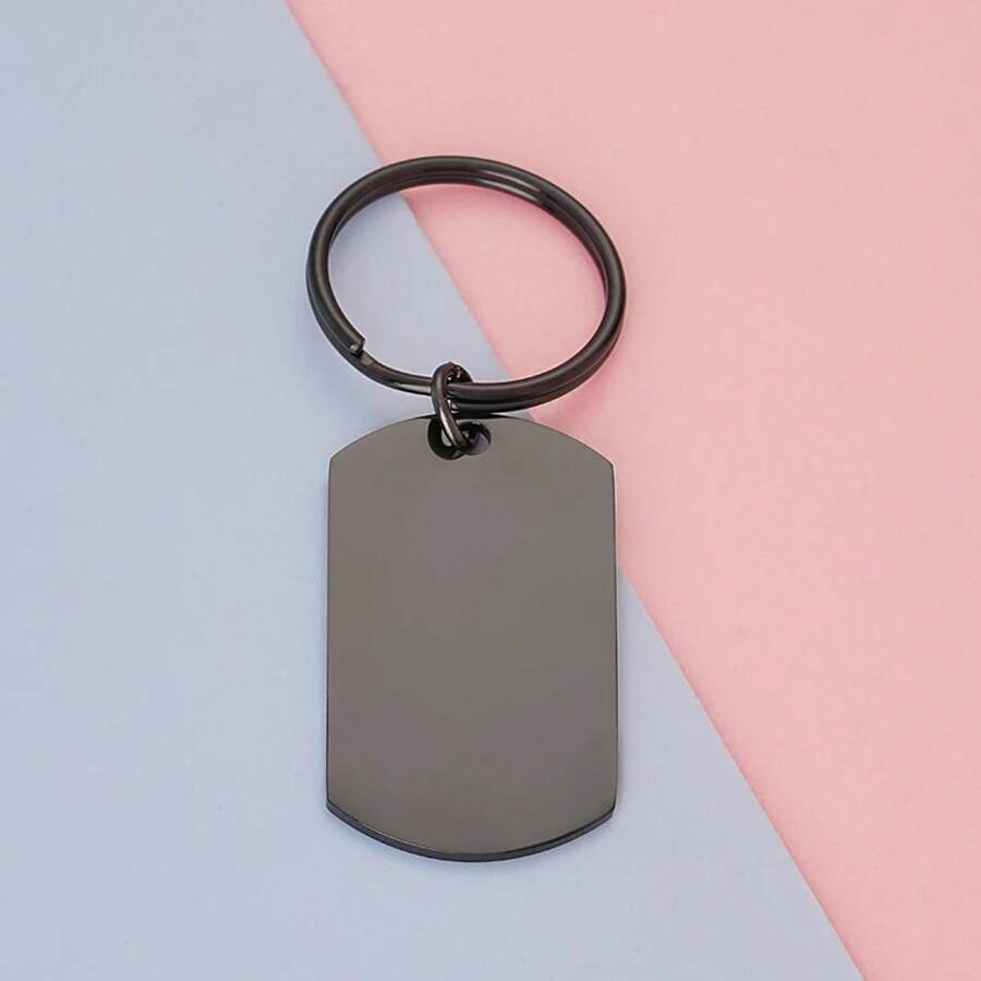 Stainless Steel Strip Bar Keychain, 10 Pcs, Mirror Polished, Blank Stamped, Custom Engraved Tags, Personalized Gift Keychain - 元黑 - 查看 1