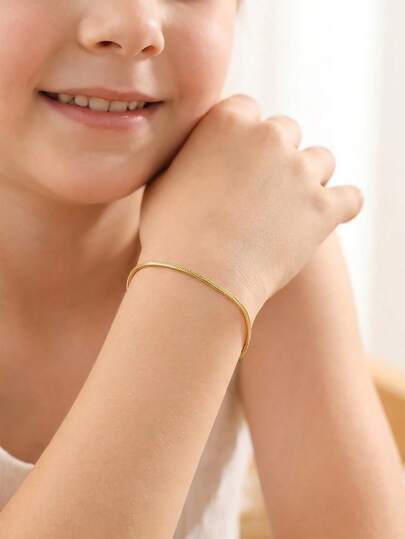 1pc Minimalist Stylish Golden-Plated Snake Chain Bracelet For Kids Boys Girls For Street Party Banquet Outdoors Sports Dates Vacation Schools Everyday Wear