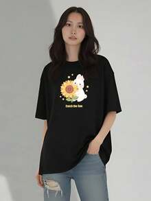 ¡La camiseta de mujer más popular de 2026! Camiseta de manga corta para mujer, moderna, juvenil, ligera y casual con ajuste ajustable. Camiseta estilo Urban Legend. ¡El material es  y confiable! - Flor n.º 5 - Ver 2