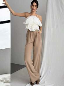 Pleated Bandeau With Floral Print - 灰色 - 查看 4