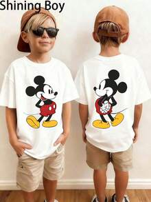 Boys' Classic & Stylish Disney Mickey Mouse Print T-Shirt-A Soft, Casual, Short-Sleeve Top With A Crew Neck. Featuring A Comfortable, Relaxed Fit, It Is Perfect For Everyday Wear And Visits To Theme Parks. - trắng - Xem 1