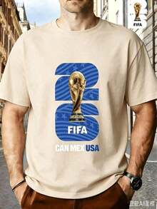 FIFA World Cup Licensed 2026 World Cup Soccer • Themed Prints For The USA Series • Men's Short-Sleeve T-Shirts • Casual Wear • Suitable For Fitness, Competitions, Running, And Swimming Apparel • Available In Styles For Both Men And Women • Designed With A Soccer Theme FIFA - 杏色 - 查看 8