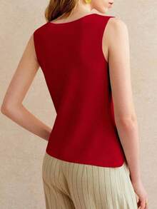 Knit Blouse – Round Neck, Front Buttons – Elegant And Minimalist Design – Perfect For Everyday Wear - 黑色 - 查看 8