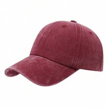 1pc Fashion Solid Color Minimalist Soft Crown Washed Retro Spring/Summer Portable Baseball Cap - A - View 19