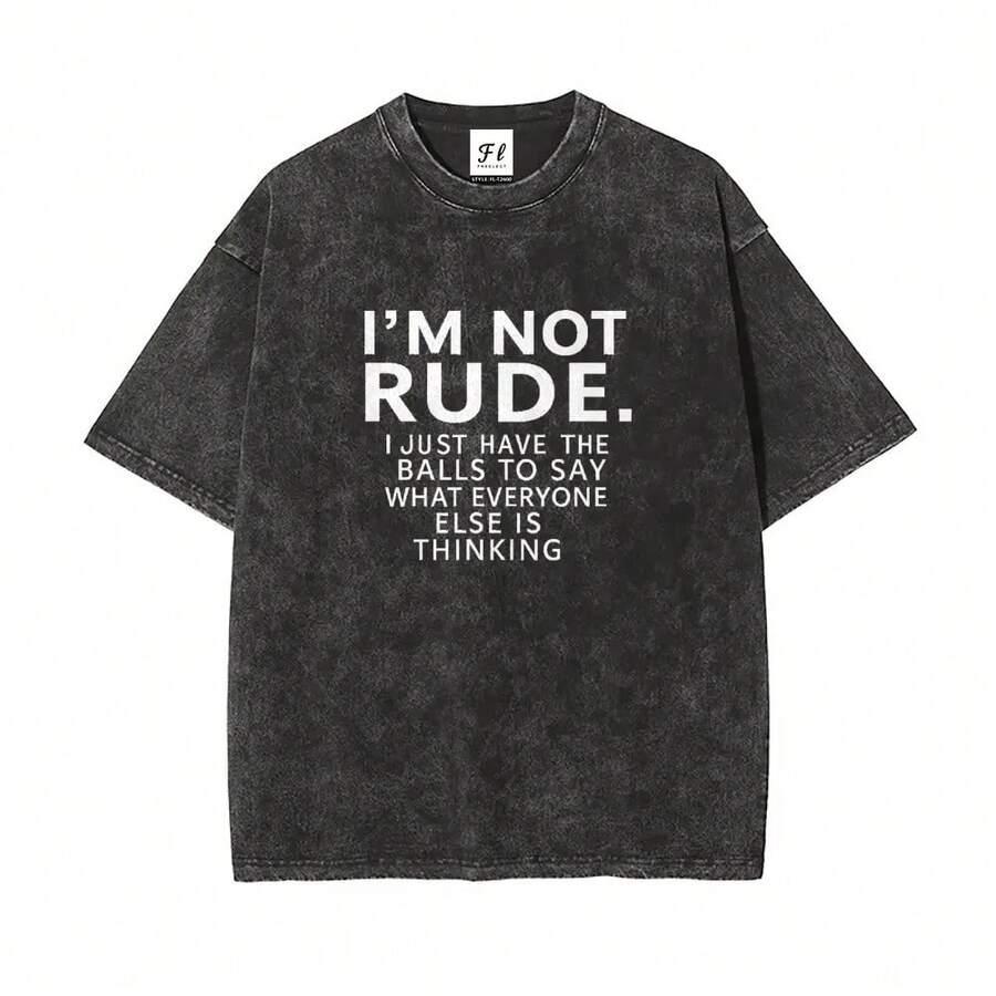 Camiseta unisex de talla grande S~5XL para mujer y hombre, estilo vintage lavado, cuello redondo, manga corta. - Negro - Ver 1