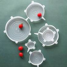 Kit 6 Tampa Silicone transparente Reutilizável Para Potes E Travessas fruta Boa qualidade - Transparente - Visão 6