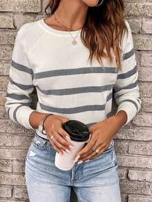 Suéter con estampado de rayas para otoño/invierno - Gris - Ver 8