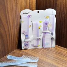 Four-Piece Luxurious Hair Comb Set, Portable Anti-Static Plastic Hair Comb, Ideal For Gifting. Cartoon Animal Combs, Hair Styling Combs, Fine-Toothed Pointed Tail Comb Set, Great Gift Choice, Cute Cartoon Marine Animal Comb Set - Yellow Dolphin - View 10