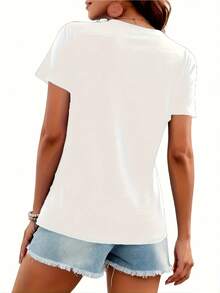 Women's T-Shirt For Spring And Summer - White - View 2