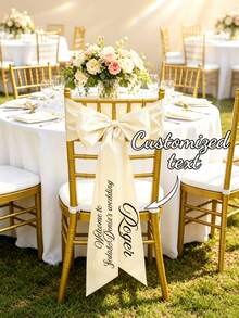 Custom Wedding Chair Sash With Names, Elegant Satin Bow Chair Ribbon For Wedding Ceremony, Bridal Shower & Anniversary Party Decor - Multicolor - View 1