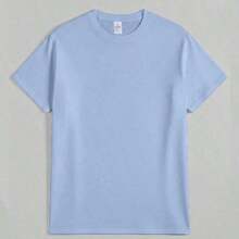 Conjuntos de Vacaciones para Mujer, Camiseta con Estampado de Conchas Marinas y Palmeras para la Playa, Camiseta Casual de Manga Corta para Mujer, Ropa de Mujer, Holgada y Cómoda, Ropa de Verano para Vacaciones de Mujer - Celeste - Ver 3