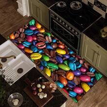 1pc Colorful Coffee Bean Pattern Printed Rug Series, Long Doormat, Indoor Entrance Mat, Bedroom Bedside Mat, Kitchen Mat, Suitable For Living Room, Laundry Room, Bathroom - Multicolor - View 3