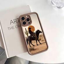 tema del oeste del desierto vaquero negrofunda de teléfono Fundas compatibles con ,Apple,VIVO,OPPO,,, y Honor.Fabricadas en silicona TPU,ofrecen protección contra golpes y caídas. - Marrón - Ver 4