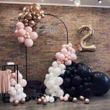51pcs Black & Pink Balloons, Retro Gray, Pink, Ivory, Black Latex Balloons With Metallic Gold Champagne Boho Party Balloons, Suitable For Birthday, Baby Shower, Wedding Party Decor - Set - View 4