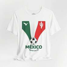 [2026 world cup]Camiseta de la Copa Mundial de Fútbol de México 26 (1).Camiseta deportiva unisex de 220 g, estilo Y2K, ideal para vacaciones de verano. Ligera y transpirable, 100 % algodón puro, con estampado. Corte regular, cuello redondo, estilo casual y versátil. Camiseta de manga corta y cuello redondo para verano. Tejido con elasticidad moderada, cómoda y apta para todas las estaciones. Diseño con estampado único, corte holgado y cómodo. - Blanco - Ver 1