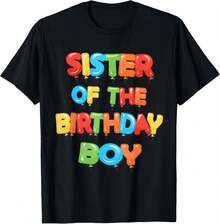 Camiseta de fiesta "Hermana del Cumpleañero" para hombres y mujeres, negra, blanca, regalos - Negro - Ver 4