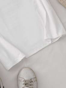 Una Camiseta Interesante - Camiseta con Estampado de Lazo Adorable - Camiseta de Manga Corta Casual de Moda para Mujer, Camiseta Base de Cuello Redondo Cómoda con Estampado Elegante y Divertido, Adecuada para Regalos, Atuendos Festivos, Sudadera de Manga Corta Cómoda y Transpirable[COD] - Blanco - Ver 4