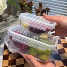 3 hộp cơm bento bằng nhựa PP có nắp, chống rò rỉ, dùng được trong lò vi sóng, dung tích lớn, hộp đựng rau củ tiện dụng (không kín hoàn toàn) - Nhiều kích cỡ khác nhau kèm nắp đậy - Xem 9
