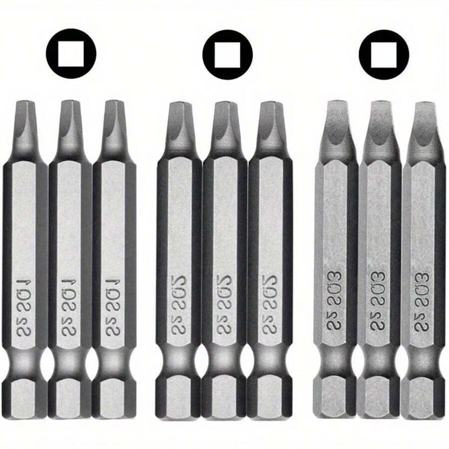 3件組 50mm 方頭螺絲批頭組,1/4" 六角柄,S2鋼材質,包含 SQ1、SQ2、SQ3 磁性方頭螺絲批頭,適用於電動與手動螺絲起子 - 鑽頭 - 查看 1