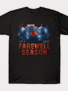 Camiseta de despedida de la temporada de fútbol americano de los Buffalo para hombre - ropa vintage para fans de algodón puro de 220 g, con diseño de búfalos, camiseta casual de manga corta con cuello redondo, regalo perfecto para los días de juego y eventos de despedida. - Negro - Ver 1
