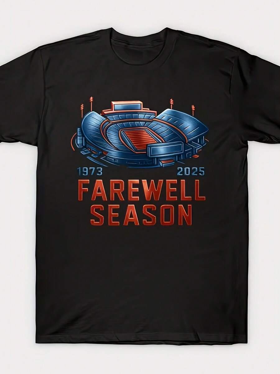 Camiseta de despedida de la temporada de fútbol americano de los Buffalo para hombre - ropa vintage para fans de algodón puro de 220 g, con diseño de búfalos, camiseta casual de manga corta con cuello redondo, regalo perfecto para los días de juego y eventos de despedida. - Negro - Ver 1