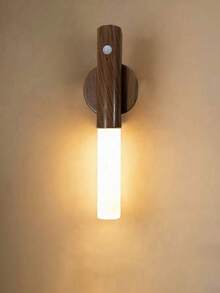 1pc Walnut Color Motion Sensor Wall Light, Smart PIR Sensor Night Light, USB Rechargeable 3-Color Magnetic Wall Lamp, Easy Installation & Portable, Wireless Design, Suitable For Hallway, Bedroom, Stairs, Cabinet, Bathroom - ABS Material - Multicolor - View 14