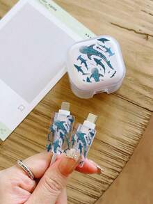 Ốp bảo vệ TPU trong suốt họa tiết đại dương tối giản dành cho bộ sạc nhanh 20W và cáp sạc, thiết kế hình cá voi dễ thương. - Nhiều màu - Xem 4