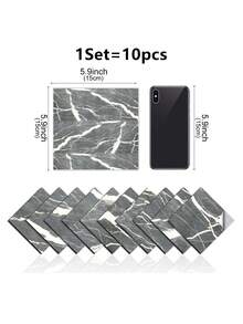 OUTANA 10pcs/0.9㎡ Deep Gray Marble Pattern Ceramic Tile Stickers, Waterproof Aluminum Composite Board, Self-Adhesive Wallpaper For Wall Renovation And Decoration, Suitable For Valentine's Day, Wedding, Birthday - FZZH567 - View 8