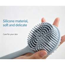 Bàn chải tắm massage cán dài bằng silicon, dụng cụ chà lưng, dụng cụ làm sạch cơ thể thiết yếu. - Màu xanh lam - Xem 2