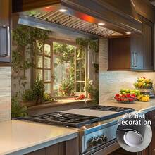 1pc Green Plant Kitchen Wall Sticker, Home Garden Kitchen Themed Design, Natural Wall Decal Easy To Apply And Remove, Modern Kitchen Decor, Retro Home Decor Sticker, Fashionable Kitchen Wall Decal, 2D Flat - A - View 6
