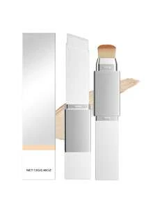 2-In-1 Tinted Moisturizer Stick, Dual-Ended Design With Brush, Buildable Natural To Medium Tone Enhancement, Lightweight Moisturizing Smooth Matte Skin Finish, Adapts To Light To Medium Beige Skin Tones, Suitable For All Skin Types Including Sensitive & Dry Skin, Travel-Friendly Daily Essential - White - View 11