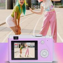 Cámara digital compacta de bolsillo de 6400MP con enfoque automático, 4K, detección de rostros, pantalla de 2.4", zoom óptico 16X, batería recargable, incluye 2 pegatinas - LK-003 morado + pegatina * 2 - Ver 6
