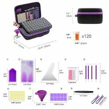 新款60格钻石画工具收纳盒，可装120瓶精油，便携式整理盒，紫色，另有240瓶精油收纳箱 - 彩色 - 查看 3