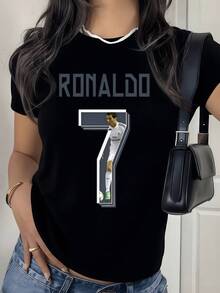 This Iconic Football Celebration, Featuring The Number Seven And The Name Ronaldo, Captures The Essence Of A Legendary Champion Of The Beautiful Game. This Women's Jersey Is A Tribute To Football Glory And A Symbol Of Sporting Passion For True Fans. - 黑色 - 查看 8