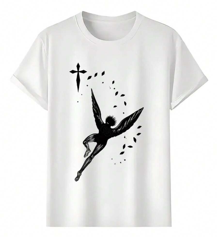 Muscle Freaks T-Shirt Fallen Angel Abstract Wings Style - White - View 1