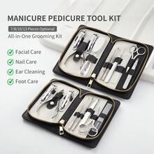 7/8/10/13 pièces Set de coupe-ongles en acier inoxydable, ciseaux à ongles, lime à ongles, kit complet de manucure et pédicure - Multicolore - Voir 5