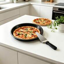 2Pcs Pizza Baking Tool Set, 7 Inch Round Non-Stick Pizza Pan With Non-Slip Pizza Peel, Easy Clean Multi-Purpose Baking Tray For Pizza Cake Dessert Cheese, Household Oven Baking Supplies For Family Party Back To School Baking - View 6