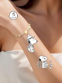 Snoopy Cartoon Tattoo Sticker - Cute And Popular Dog Design - Waterproof Sticker For Tattoos - Rectangle - View 8