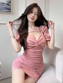 Women Short Dresses - Black - View 8