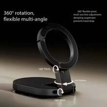 3-In-1 Suction Cup Magnetic Climbing Carabiner Phone Holder, Foldable Rotating Multi-Function Phone Stand - Black - View 7