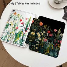 Floral And Other Pattern, Painted Effect Acrylic Crystal Tablet Protective Case With Stand, Compatible With Samsung/Apple/Honor/ Matepad/ - Style 11 - View 2